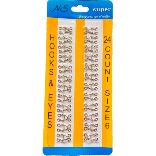 #6 гачки, застібки для одягу Sindtex сірі 24шт #6 гачки, застібки для одягу Sindtex сірі 24шт