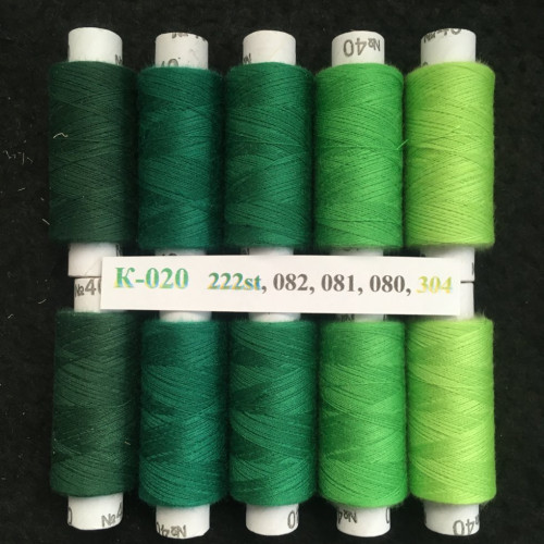 Набір ниток К-20 з градієнтом 40/2 100% поліестер 180м. Набір ниток К-20 з градієнтом 40/2 100% поліестер 180м.
