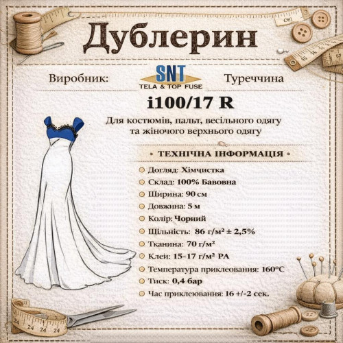 Дублерін SNTi 100/17 чорний (5 пог.м.) Дублерін SNTi 100/17 чорний (5 пог.м.)