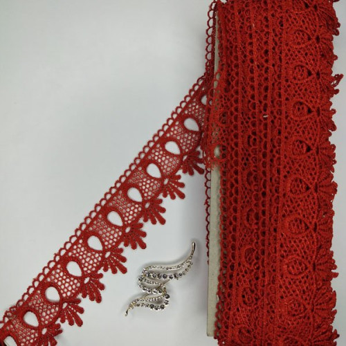 Мереживо макраме Sindtex 5см (20м) Колір - Червоний (01-Y10495-4) Мереживо макраме Sindtex 5см (20м) Колір - Червоний (01-Y10495-4)