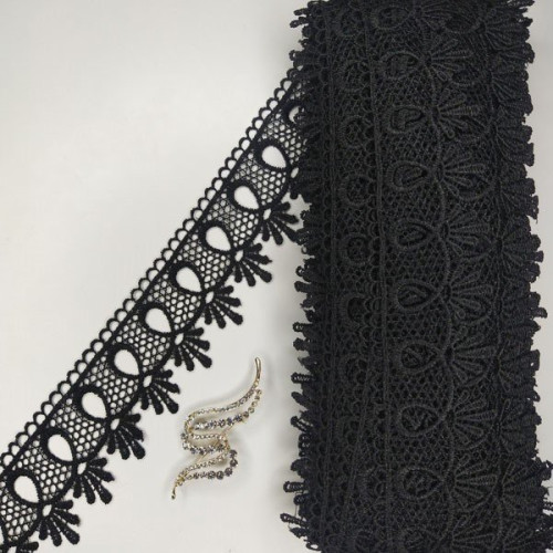Мереживо макраме Sindtex 5см (20м) Колір - Чорний (01-Y10495-10) Мереживо макраме Sindtex 5см (20м) Колір - Чорний (01-Y10495-10)