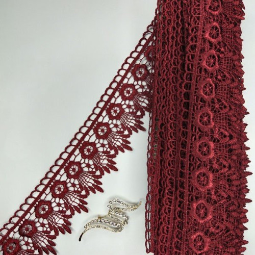 Мереживо макраме Sindtex 6,5см (20м) Колір - Бордовий (05-XR13023-2) Мереживо макраме Sindtex 6,5см (20м) Колір - Бордовий (05-XR13023-2)