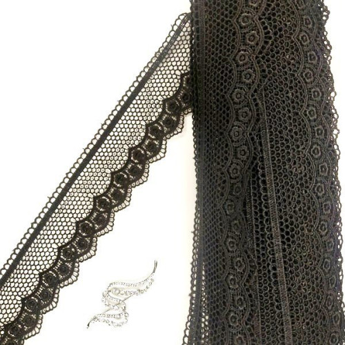 Мереживо макраме Sindtex 6CM (20 м) Колір - Чорний (18-XR12073-2) Мереживо макраме Sindtex 6CM (20 м) Колір - Чорний (18-XR12073-2)