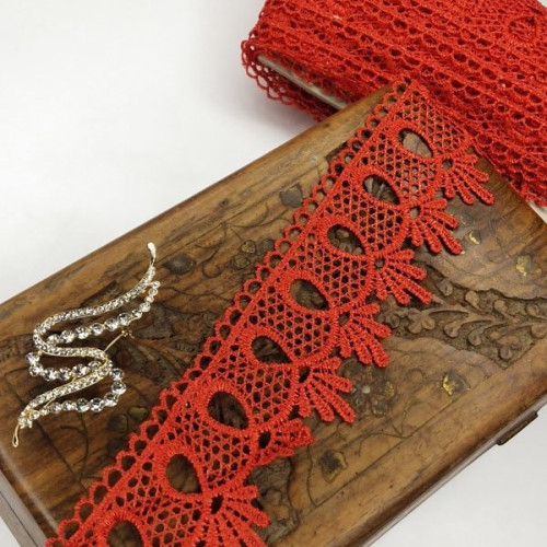 (1 метр) Мереживо макраме Sindtex 5 см колір - червоний (01М-Y10495-4) (1 метр) Мереживо макраме Sindtex 5 см колір - червоний (01М-Y10495-4)