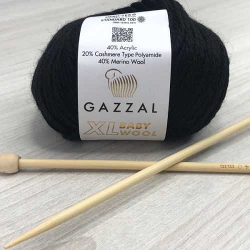 Пряжа Gazzal – Baby Wool XL колір 803 Чорний Пряжа Gazzal – Baby Wool XL колір 803 Чорний