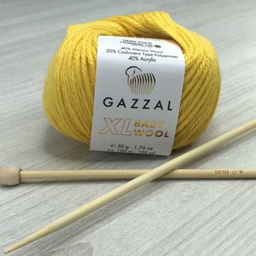 Пряжа Gazzal – Baby Wool XL колір 812 Жовтий Пряжа Gazzal – Baby Wool XL колір 812 Жовтий