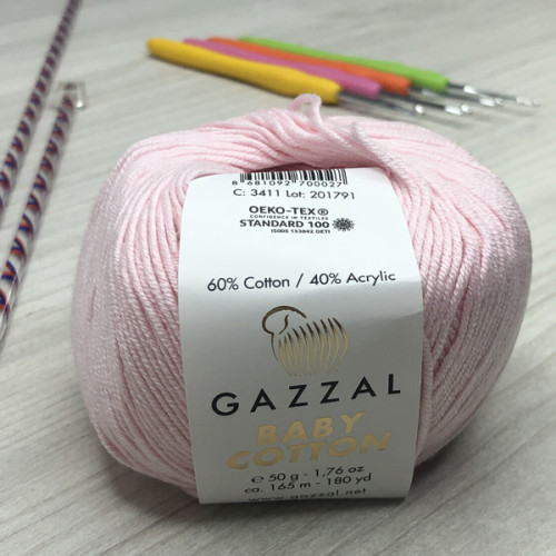 Пряжа Gazzal – Baby Cotton колір 3411 Рожевий Пряжа Gazzal – Baby Cotton колір 3411 Рожевий