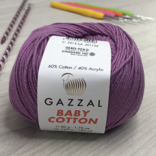 Пряжа Gazzal – Baby Cotton колір 3414 Ліловий Пряжа Gazzal – Baby Cotton колір 3414 Ліловий