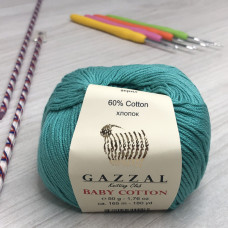 Пряжа Gazzal – Baby Cotton колір 3426 Бірюзовий Пряжа Gazzal – Baby Cotton колір 3426 Бірюзовий