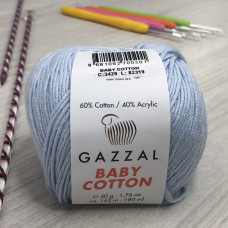 Пряжа Gazzal – Baby Cotton колір 3429 Світло блакитний Пряжа Gazzal – Baby Cotton колір 3429 Світло блакитний