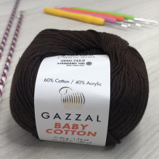 Пряжа Gazzal – Baby Cotton колір 3436 Шоколадний Пряжа Gazzal – Baby Cotton колір 3436 Шоколадний