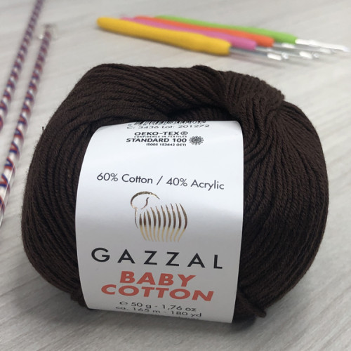 Пряжа Gazzal – Baby Cotton колір 3436 Шоколадний Пряжа Gazzal – Baby Cotton колір 3436 Шоколадний