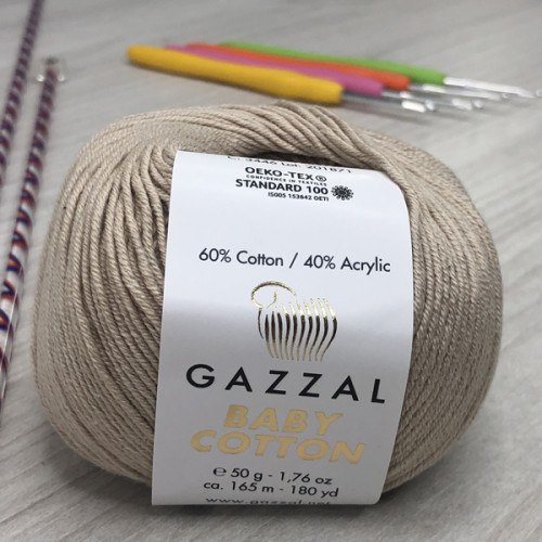 Пряжа Gazzal – Baby Cotton колір 3446 Бежевий Пряжа Gazzal – Baby Cotton колір 3446 Бежевий