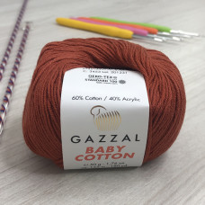 Пряжа Gazzal – Baby Cotton колір 3453 Теракот Пряжа Gazzal – Baby Cotton колір 3453 Теракот