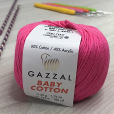 Пряжа Gazzal – Baby Cotton колір 3461 Фуксія Пряжа Gazzal – Baby Cotton колір 3461 Фуксія
