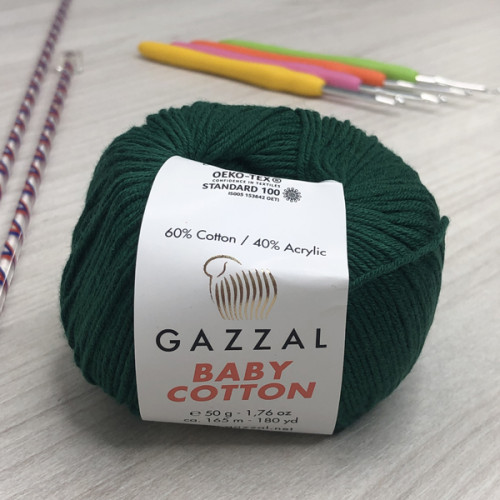 Пряжа Gazzal – Baby Cotton колір 3467 Смарагд Пряжа Gazzal – Baby Cotton колір 3467 Смарагд
