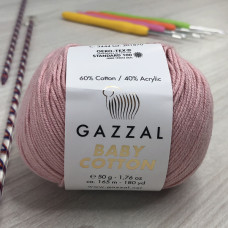 Пряжа Gazzal – Baby Cotton колір 3444 Пудра Пряжа Gazzal – Baby Cotton колір 3444 Пудра