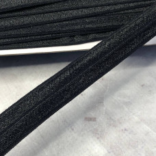 Чорна - трикотажна (еластична) окантувальна бейка з блиском 1,5 см х 1м Чорна - трикотажна (еластична) окантувальна бейка з блиском 1,5 см х 1м