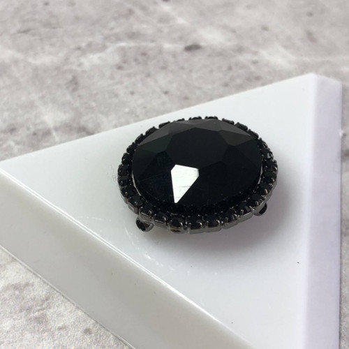 Стрази скляні круглі 22 мм пришивні, Crystal black Стрази скляні круглі 22 мм пришивні, Crystal black