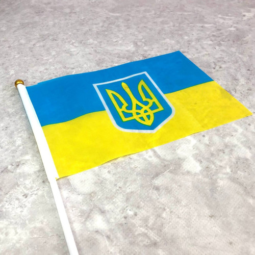 Прапор України з тризубом, 14х21 см Прапор України з тризубом, 14х21 см