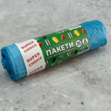 Пакет для сміття SUPER CHOICE 35л 15шт з затяжками Пакет для сміття SUPER CHOICE 35л 15шт з затяжками