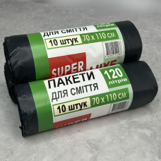 Пакети для сміття 120л 700х1100 мм 10 шт. 1 рул. Пакети для сміття 120л 700х1100 мм 10 шт. 1 рул.