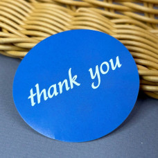 Бірка наклейка Thank you 50 мм - синя Бірка наклейка Thank you 50 мм - синя