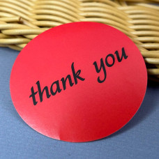 Бірка наклейка Thank you 50 мм - червона Бірка наклейка Thank you 50 мм - червона