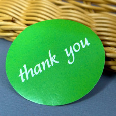 Бірка наклейка Thank you 50 мм - зелена Бірка наклейка Thank you 50 мм - зелена