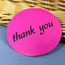 Бірка наклейка Thank you 50 мм - малиновий Бірка наклейка Thank you 50 мм - малиновий