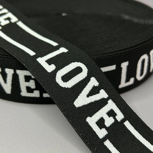 Резинка LOVE для спортивного одягу 4 см - чорна Резинка LOVE для спортивного одягу 4 см - чорна