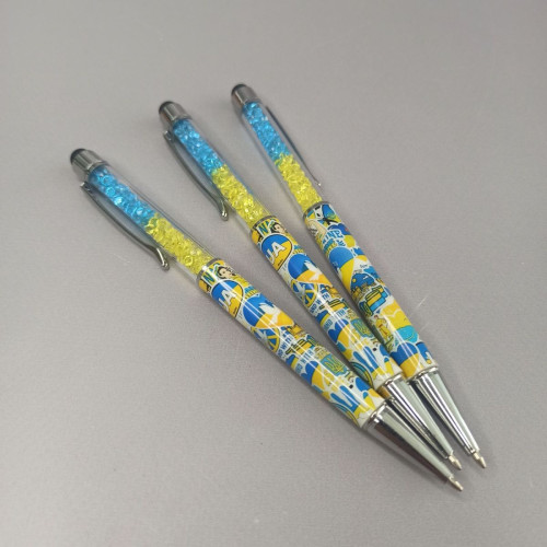 Ручка кулькова «Touch pen (стилус)-Сваровські-Україна» жовто-блакитна Ручка кулькова «Touch pen (стилус)-Сваровські-Україна» жовто-блакитна