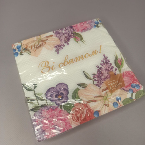 Серветки столові La Fleur 33х33 см 16 шт Серветки столові La Fleur 33х33 см 16 шт