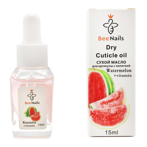 Суха олія для кутикули з піпеткою Bee Nails кавун, 15мл Суха олія для кутикули з піпеткою Bee Nails кавун, 15мл