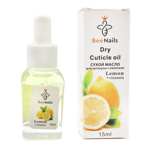 Суха олія для кутикули з піпеткою Bee Nails лимон, 15мл Суха олія для кутикули з піпеткою Bee Nails лимон, 15мл
