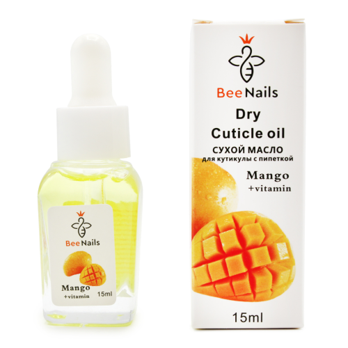 Суха олія для кутикули з піпеткою Bee Nails манго, 15мл Суха олія для кутикули з піпеткою Bee Nails манго, 15мл
