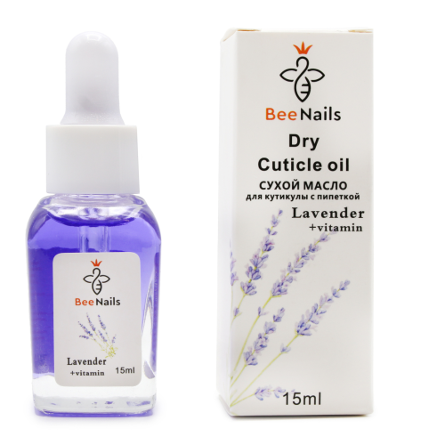 Суха олія для кутикули з піпеткою Bee Nails лаванда, 15мл Суха олія для кутикули з піпеткою Bee Nails лаванда, 15мл