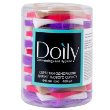 Різнокольорові серветки для манікюру зі спанбонду Doily в тубусі, 400шт Різнокольорові серветки для манікюру зі спанбонду Doily в тубусі, 400шт