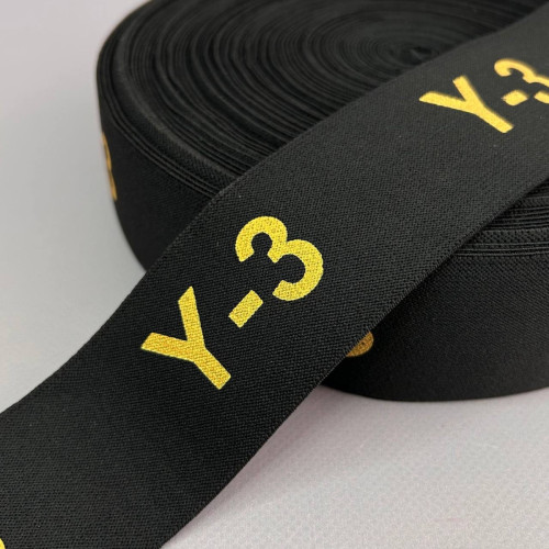 Резинка поясна брендована 5 см чорна з жовтим Y-3 Резинка поясна брендована 5 см чорна з жовтим Y-3