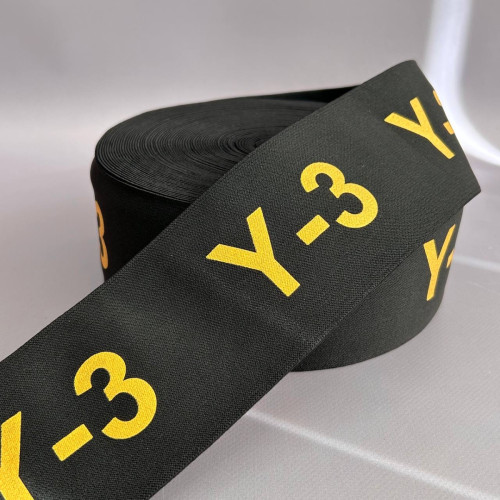 Резинка поясна брендована 8 см чорна з жовтим Y-3 Резинка поясна брендована 8 см чорна з жовтим Y-3
