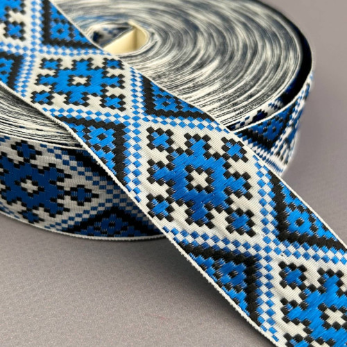 3см тасьма національна з українським орнаментом - синій ромб 3см тасьма національна з українським орнаментом - синій ромб