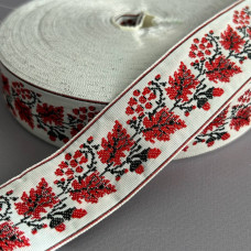 3см Тасьма національна з орнаментом - червона калина 3см Тасьма національна з орнаментом - червона калина