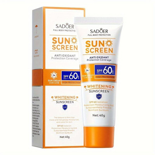 Сонцезахисний крем для обличчя і тіла Sadoer Sunscreen SPF 60, 40г Сонцезахисний крем для обличчя і тіла Sadoer Sunscreen SPF 60, 40г