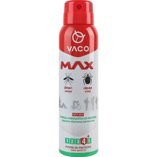 Аерозоль від комарів, кліщів і мошок з пантенолом Vaco Max, 100мл Аерозоль від комарів, кліщів і мошок з пантенолом Vaco Max, 100мл