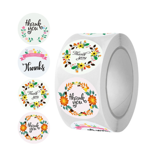 Наклейки на бобіні "Thank you" 2,5 см, у рулоні 500 шт Наклейки на бобіні "Thank you" 2,5 см, у рулоні 500 шт