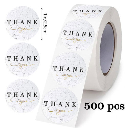 Наклейки на бобіні "Thank you" 2,5 см, у рулоні 500 шт Наклейки на бобіні "Thank you" 2,5 см, у рулоні 500 шт
