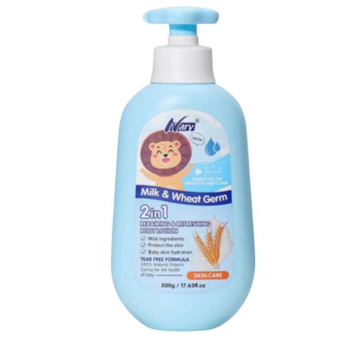 Дитячий лосьйон для тіла 2в1 з молоком і пшеницею Nary Milk&Wheat Germ, 500мл Дитячий лосьйон для тіла 2в1 з молоком і пшеницею Nary Milk&Wheat Germ, 500мл
