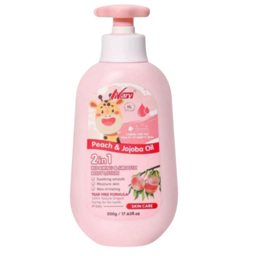 Дитячий лосьйон для тіла 2в1 з персиком і олією жожоба Nary Peach&Jojoba Oil, 500мл Дитячий лосьйон для тіла 2в1 з персиком і олією жожоба Nary Peach&Jojoba Oil, 500мл