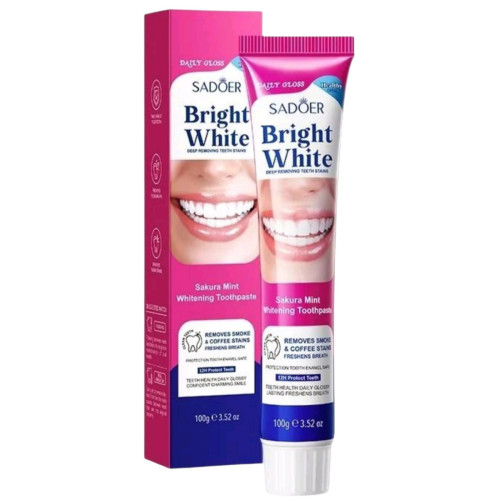 Відбілююча зубна паста SADOER з м'ятою і сакурою, 100г Відбілююча зубна паста SADOER з м'ятою і сакурою, 100г