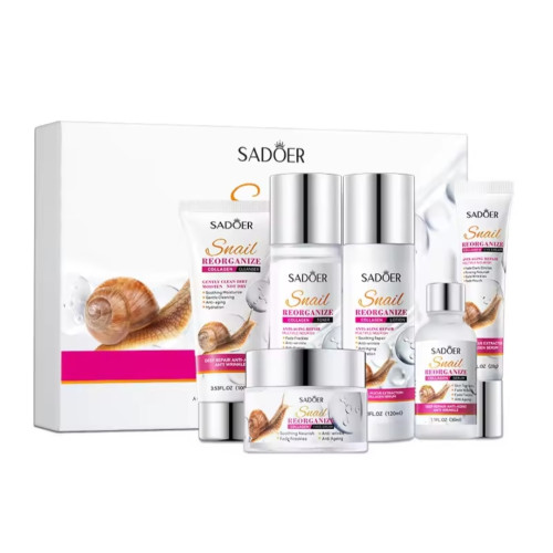 Подарунковий набір доглядової косметики 6в1 Sadoer Snail Reorganize Collagen Anti-aging Подарунковий набір доглядової косметики 6в1 Sadoer Snail Reorganize Collagen Anti-aging